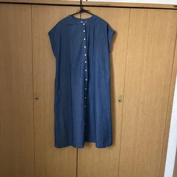 HIYORI 데님 반팔 셔츠 원피스