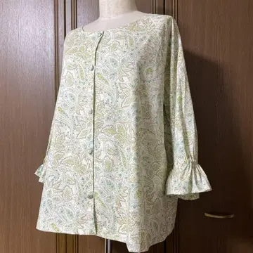 페이즐리 무늬 래글런 슬리브 블라우스