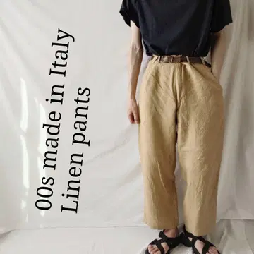 이탈리아제 구제 의류 린넨 팬츠 00s 페일 오렌지 여름옷