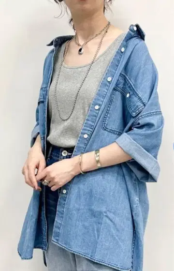 택 포함 새상품 LEPSIM 렙심 데님 BIG 셔츠 FREE SIZE
