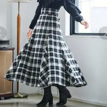 AND COUTURE B I G 블록 체크 플레어 스커트