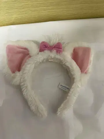 디즈니 고양이 귀 머리띠 핑크 리본