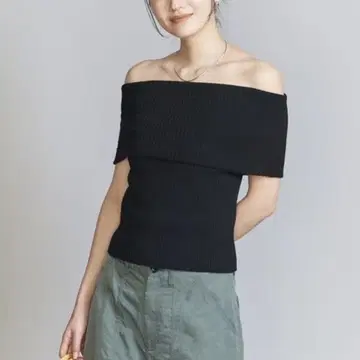 BEAUTY&YOUTH 리브 오프숄더 탑