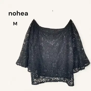 nohea 꽃무늬 전체 레이스 블라우스 상의 오프숄더 플레어 소매 블랙