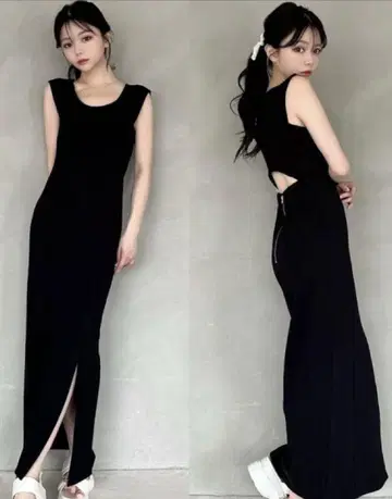 리젝시 백 오픈 슬릿 원피스