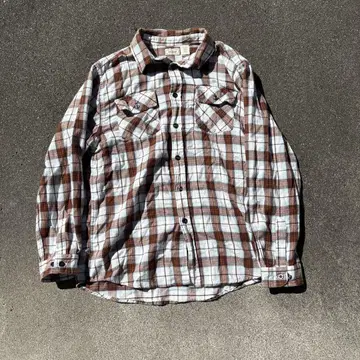 L.L.Bean 긴팔 플란넬 셔츠 브라운과 파랑