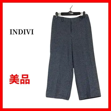 INDIVI 인디비 와이드 팬츠 이지 팬츠 하운드투스 체크 B931