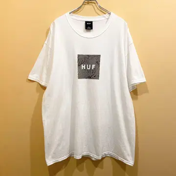 HUF 반팔 티셔츠 화이트 로고 프린트 XL
