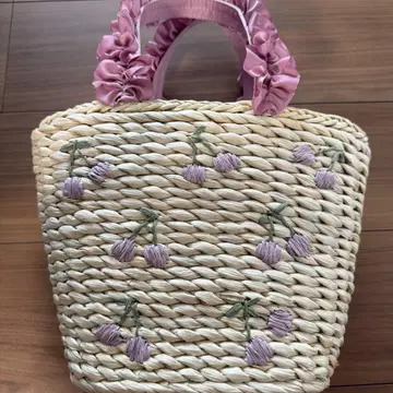 Maison de FLEUR 체리 메이즈 프릴 핸들 바스켓 백 핑크