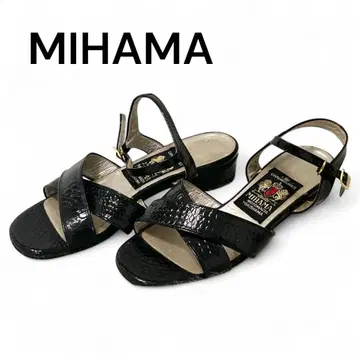 MIHAMA 미하마 샌들 로우힐 21.5cm 블랙 신발 작은 사이즈