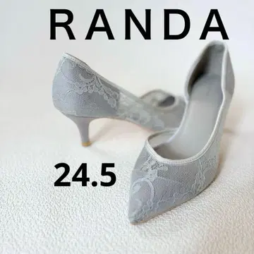RANDA 란다 라이트블루 레이스 스틸레토 펌프스