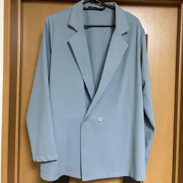 셋업 스카이블루 더블 자켓 와이드 레그 팬츠