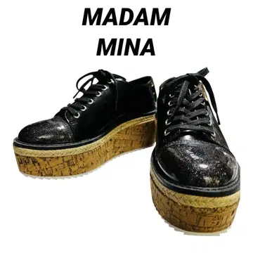 MADAM MINA 통굽 신발 블랙 코르크 밑창 글리터