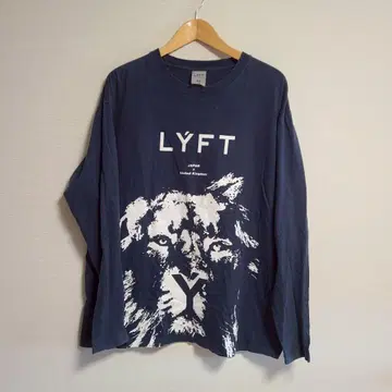 LYFT 긴팔 티셔츠 로고 애니멀 프린트 롱티 L 네이비