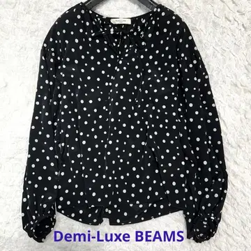 Demi-Luxe BEAMS 볼륨 슬리브 블라우스 도트 무늬