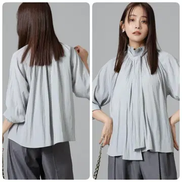 컨디션 최상 미사용급 24AW 나노 유니버스 보타이 블라우스 그레이지