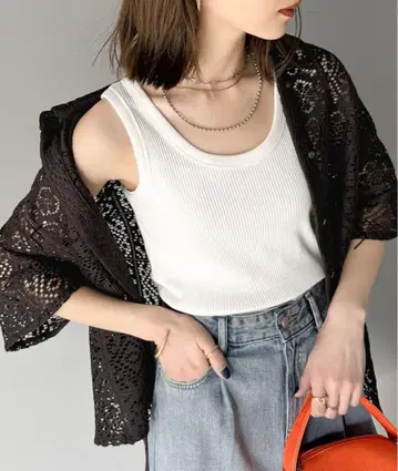 JaVa 자바 콜라보 블록 레이스 반팔 블라우스 M