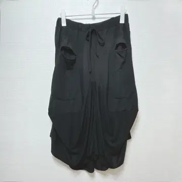 롱 스커트 개성적 허리밴딩 넉넉한 배기 스타일 블랙 L