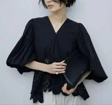 MARIHA 24년 제조 봄의 방문 블라우스 갈리아르다갈란테 별주 블랙