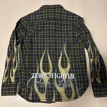 used 제로 파이터 체크 셔츠 S 그레이 x 노랑
