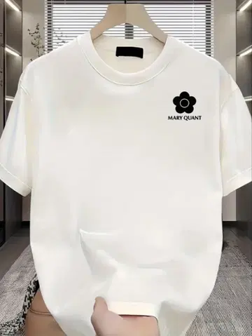 남은 2개 MARYQUANT/플라워 로고 화이트 티셔츠/L 사이즈