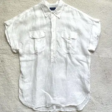 POLO RALPH LAUREN 반팔 린넨 셔츠 M 화이트