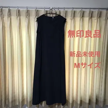 새상품 무인양품 슬리브리스 롱 원피스 다크 네이비