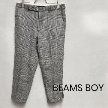 BEAMS BOY 슬랙스 앵클 기장 체크 무늬 그레이