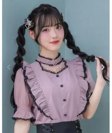 하트 버클 시어 도트 블라우스 ROJITA 지뢰계