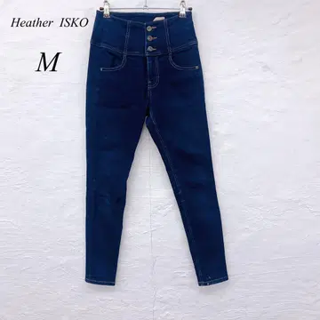 e4891 [ 헤더 ] 하이웨스트 스트레치 데님 팬츠 M 블루 ISKO