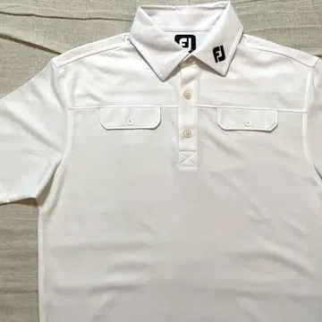 풋조이 골프 피케 셔츠 L 화이트 블랙 로고 자수 화이트 반팔