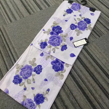 빅 사이즈 유카타 4L 5L 보라색 장미 무늬 유카타 단품
