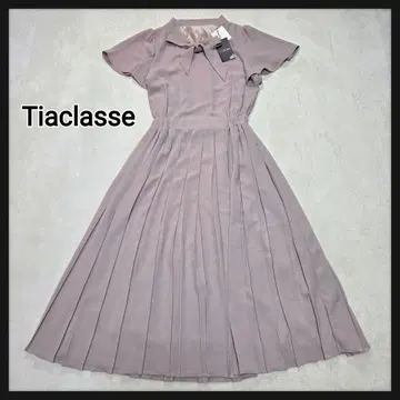 [택 포함 새상품] Tiaclasse 롱 원피스 플리츠 보타이