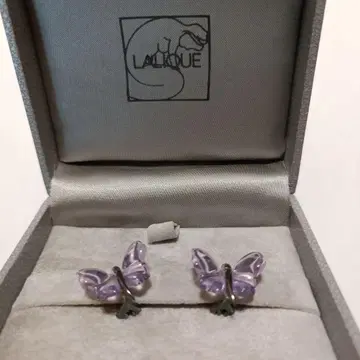 라릭 LALIQUE 유리 나비 모티브 귀찌 부속물 있음
