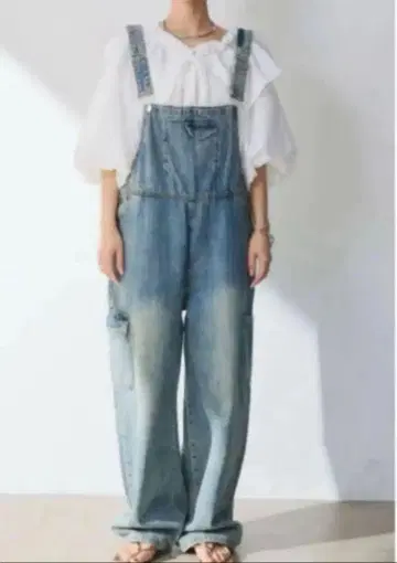 새상품 데님 카고 살로펫 ESICA 에시카 같은 형태 올인원 블루