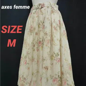 axes femme 엑시즈팜 꽃무늬 레이스 절개 플레어 스커트 벨트