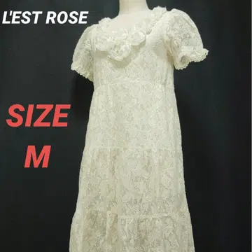 L'EST ROSE 레스트로즈 레이스 원피스 꽃 장식 자수 레이스 화이트