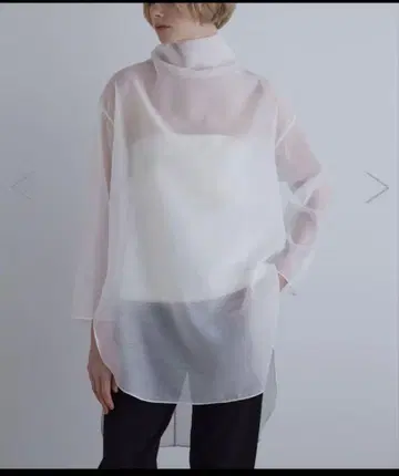 루필 어도어 상의 하이넥 시어 블라우스