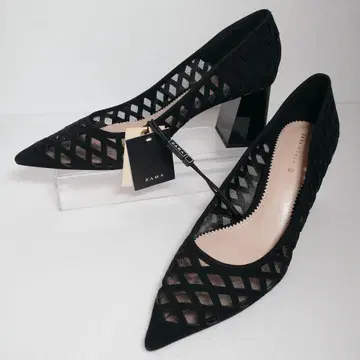 [택 포함 새상품] ZARA WOMAN 메쉬 펌프스 26cm 블랙
