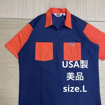 [새상품급] USA 벤 데이비스 워크 셔츠 투톤 네이비 오렌지 L