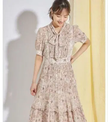 토코 클로젯 보타이 플라워 워프 플리츠 원피스 꽃무늬 후리후리