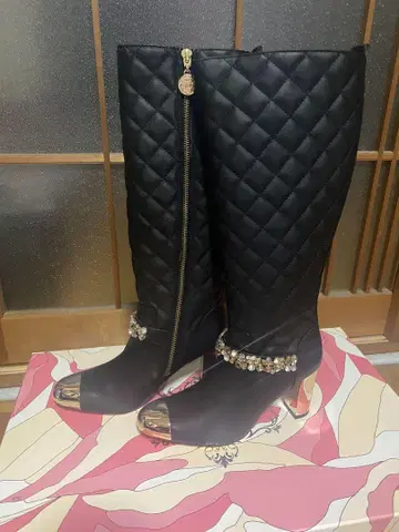 Rady 블랙 퀼팅 롱 부츠