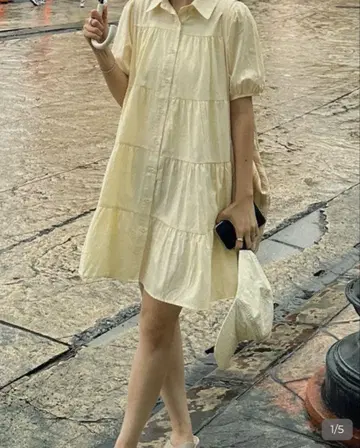 nugu 티어드 미니 반팔 원피스