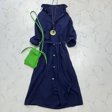 양품 고쉬 코튼 보일 셔츠 원피스 벨트 긴팔 size 2 M