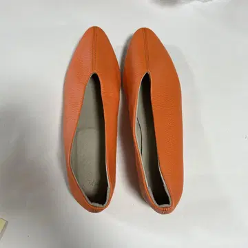 펌프스 천연 가죽 로우 힐 에마 일본제 오렌지 24cm