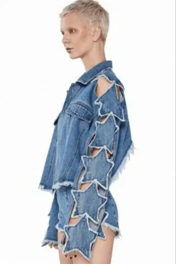PONY STONE 스타 패치 자켓 개성적인 데님 자켓