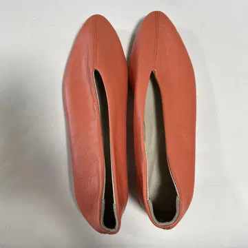 펌프스 천연 가죽 로우힐 에마 일본제 코랄 오렌지 24cm