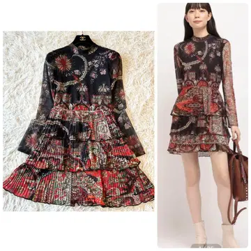 새상품 Desigual 데시구알 플리츠 3단 프릴 디자인 원피스