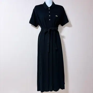 LACOSTE 라코스테 사슴 폴로 원피스 벨트 포함 반팔 블랙 38