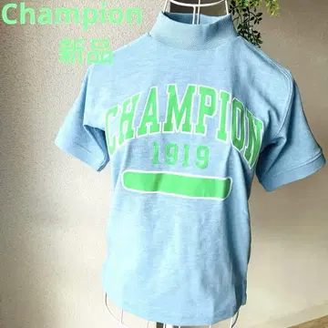 새상품 Champion 챔피온 블루 그레이 헤더 모크넥 셔츠 S 사이즈!